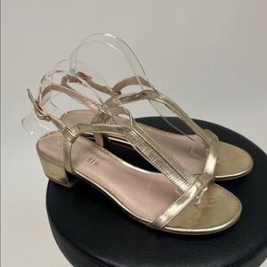 Chelsea Crew Gold Block Heel Sandals Size 7.5